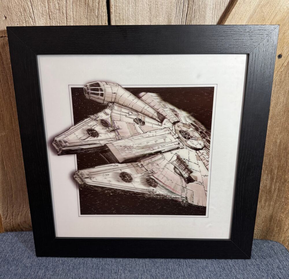 Star Wars Millennium Falcon 3D Reflective Picture Black Wood Frame Hobby Lobby